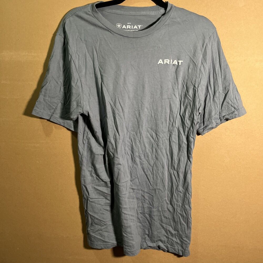 Ariat T-Shirt Boys XL Blue Southwestern Graphic Back Print Buckle Exclusive(57)